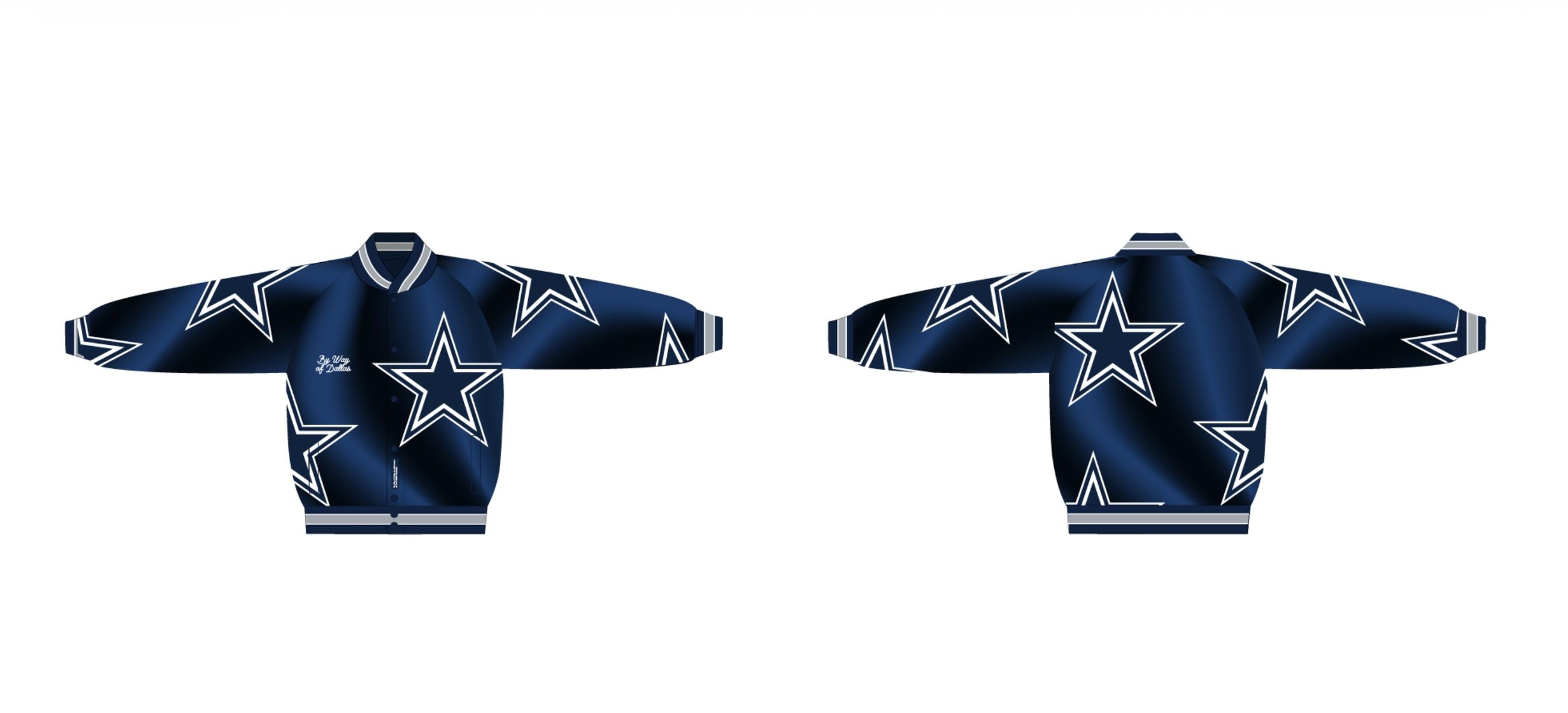 Dallas Cowboys custom satin jacket CAD, front and back