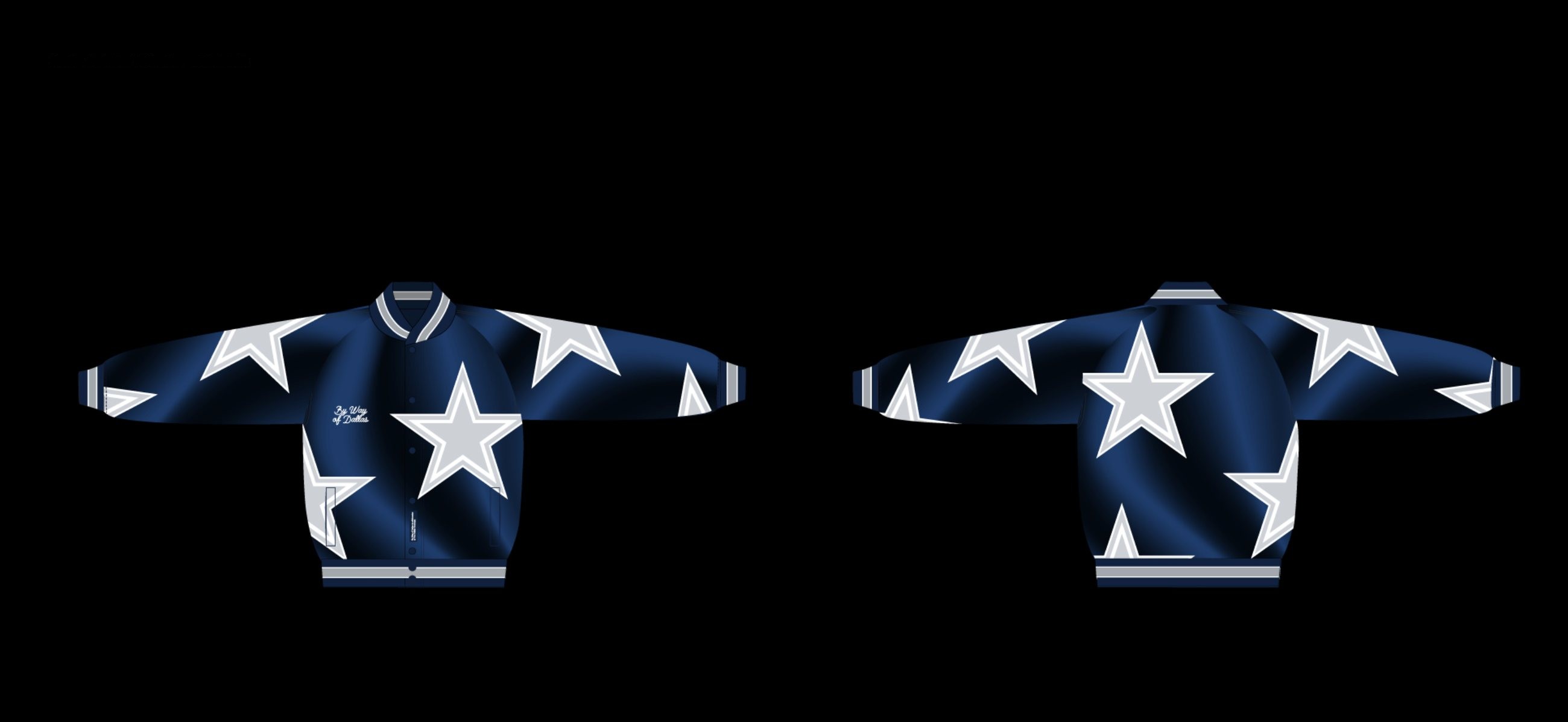 Dallas Cowboys custom satin jacket CAD, front and back