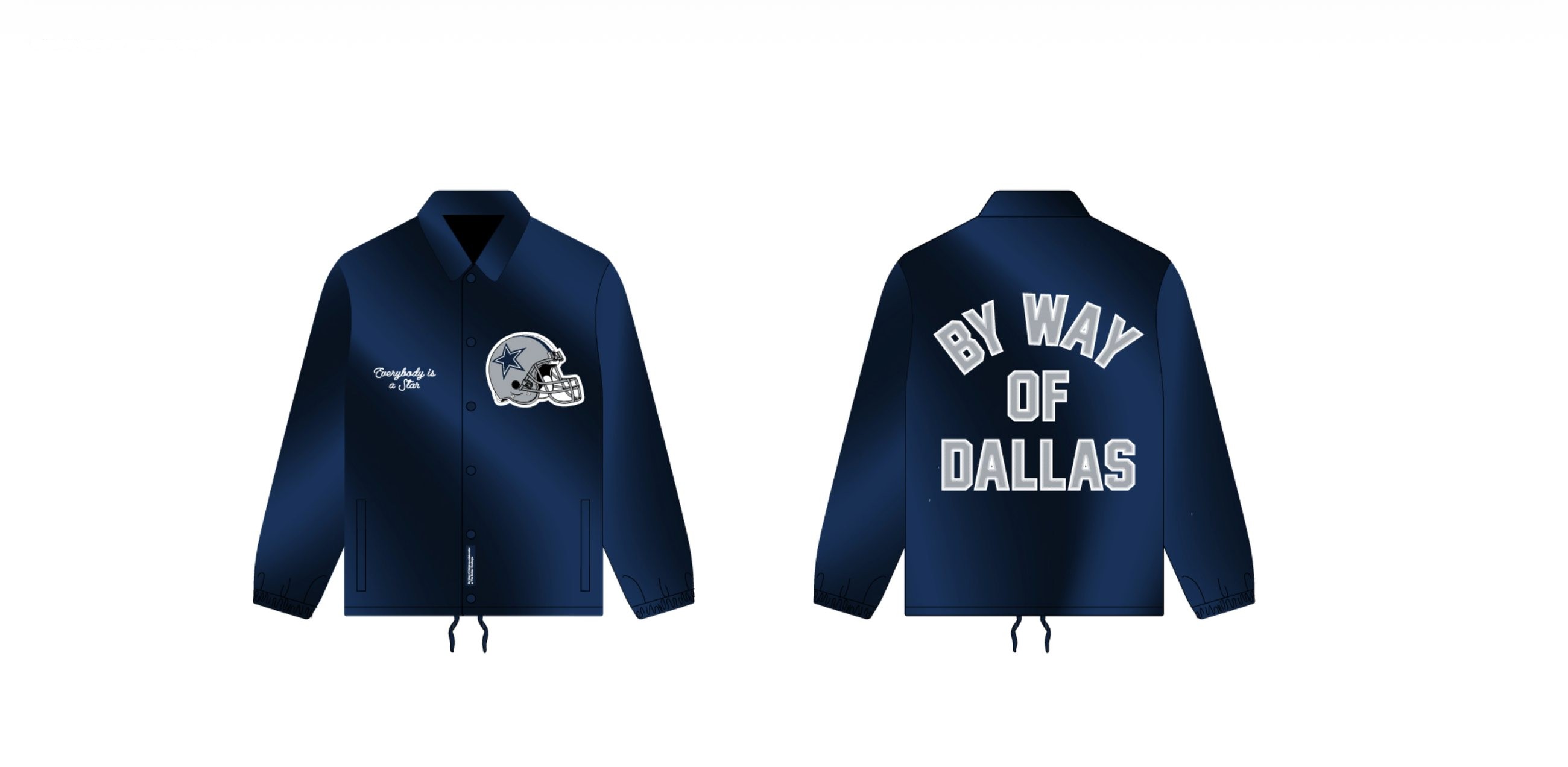 Dallas Cowboys custom satin jacket CAD, front and back