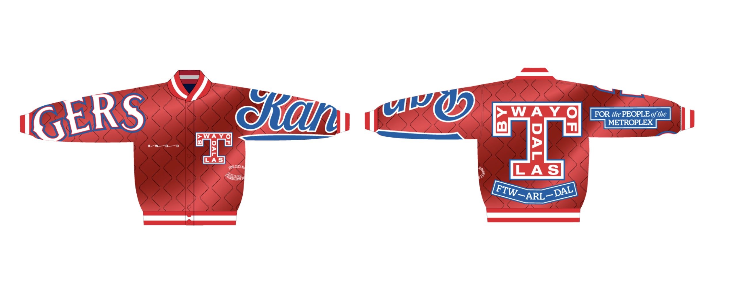 Texas Rangers championship jacket CAD, front and back