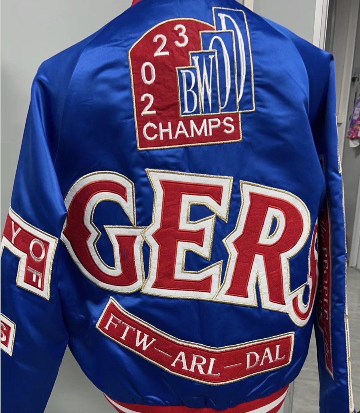 Texas Rangers jacket chenille, appliqué and pearl detail