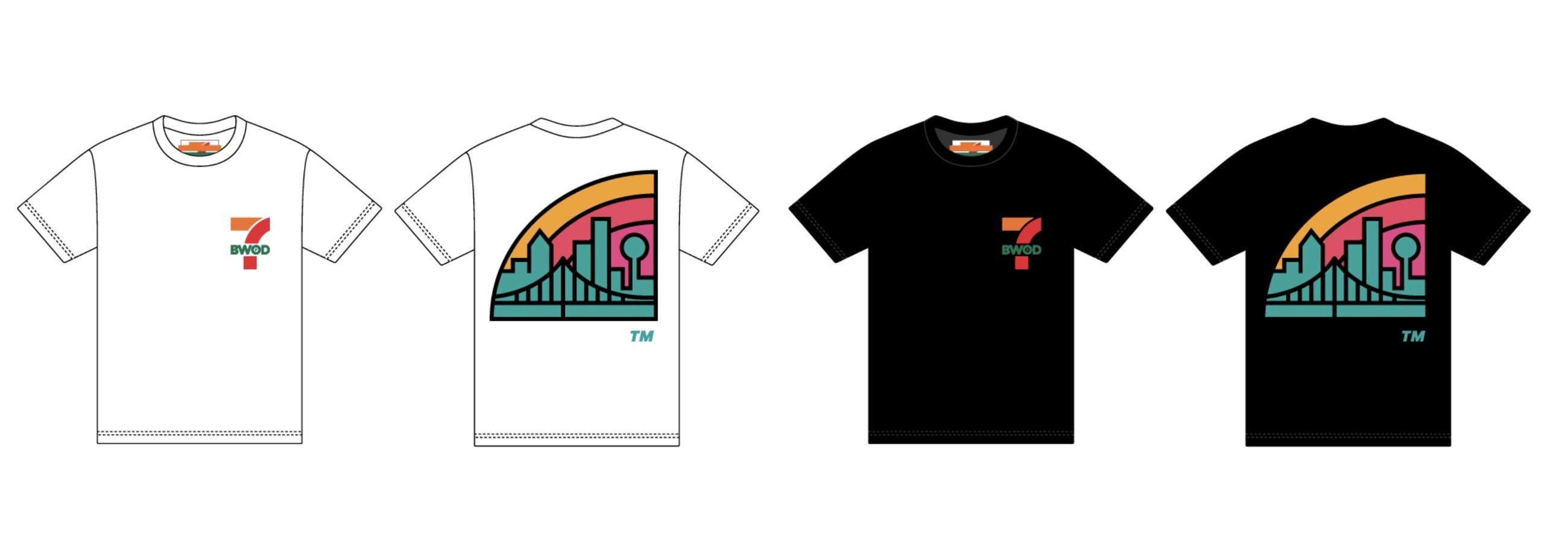 7-Eleven collection CAD and finished product side by side, custom apparel development