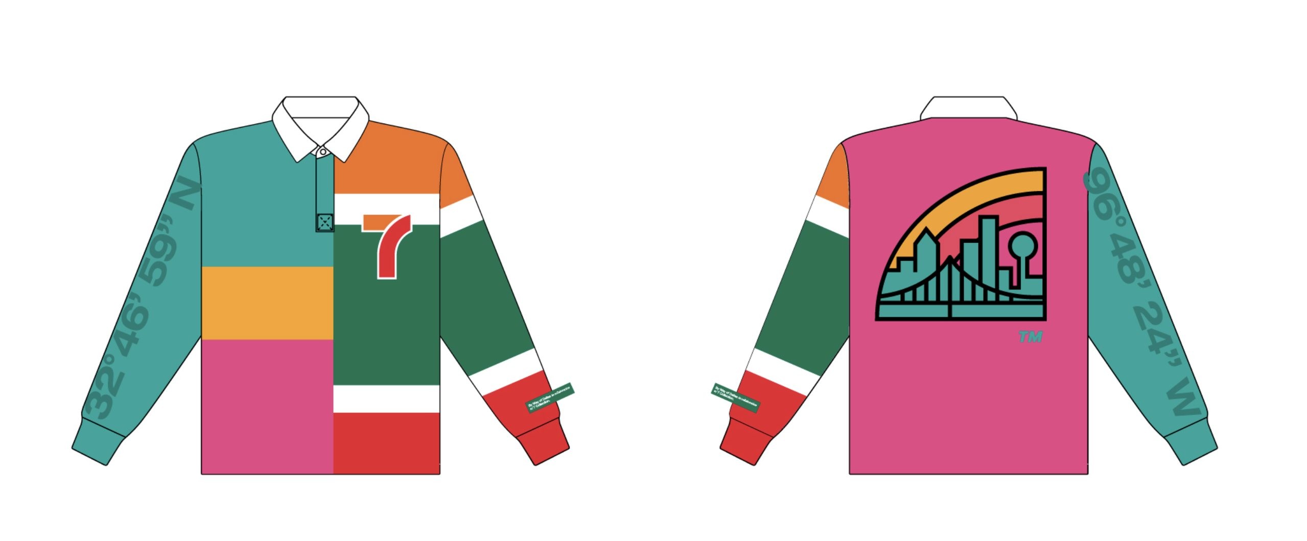 7-Eleven collection CAD and finished product side by side, custom apparel development
