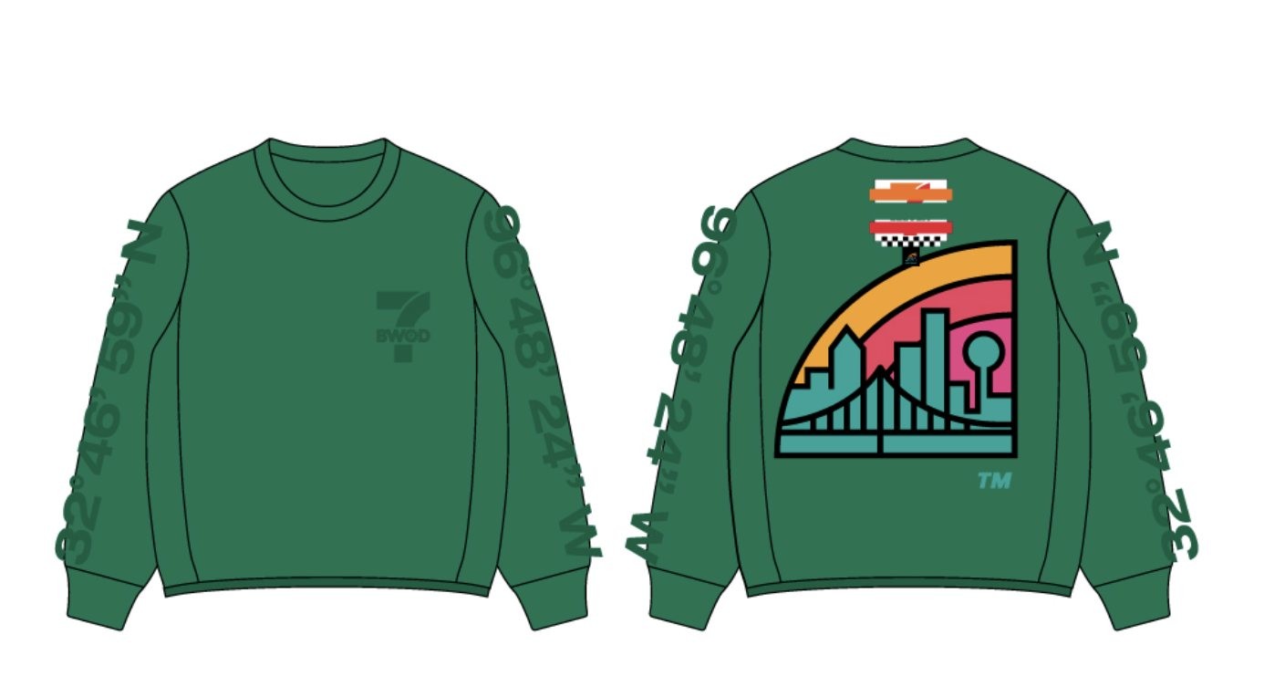 7-Eleven collection CAD and finished product side by side, custom apparel development