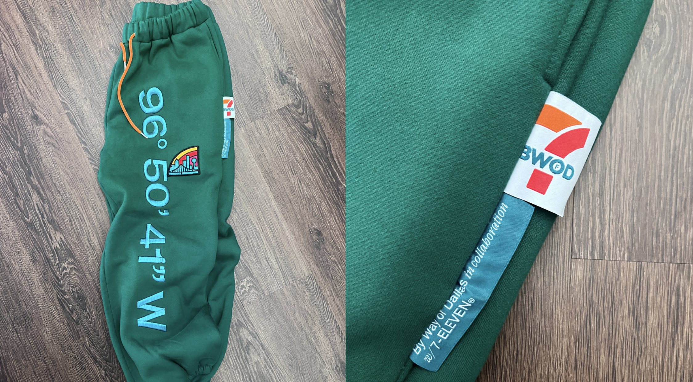 7-Eleven collection CAD and finished product side by side, custom apparel development