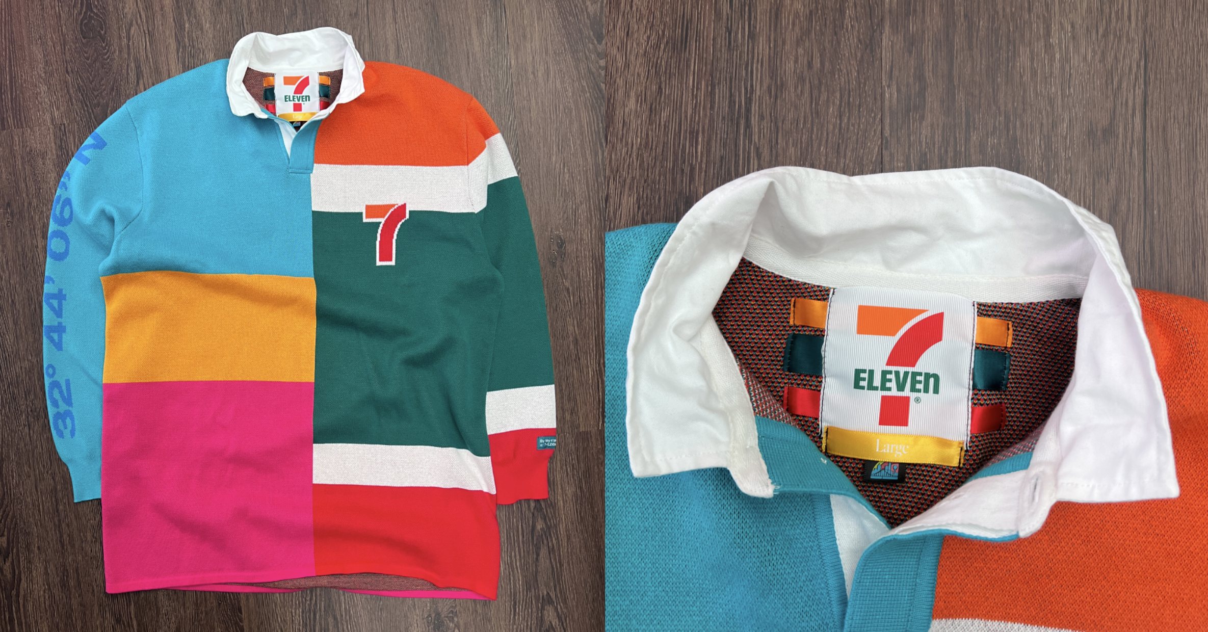 7-Eleven collection CAD and finished product side by side, custom apparel development