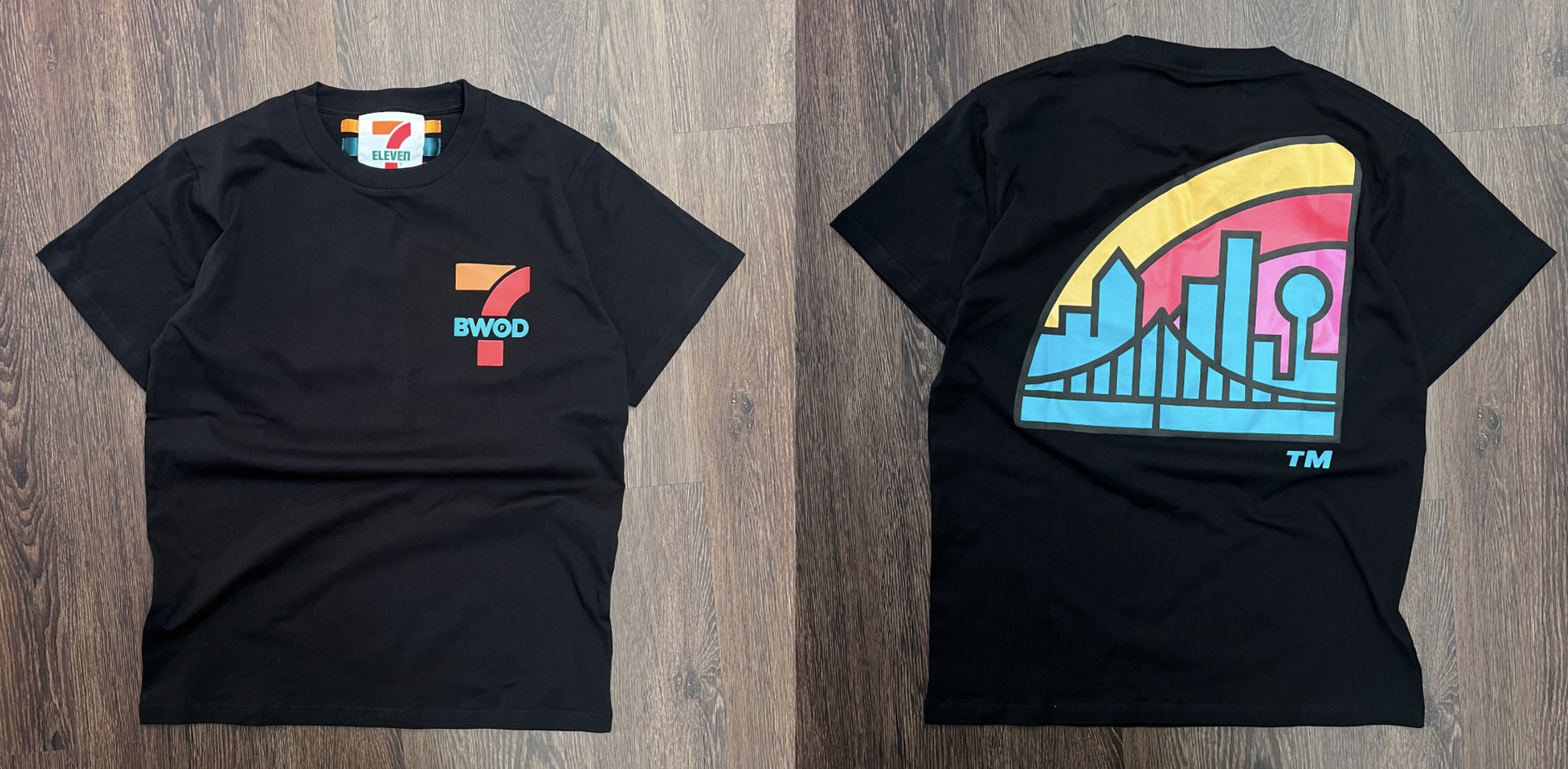 7-Eleven collection CAD and finished product side by side, custom apparel development