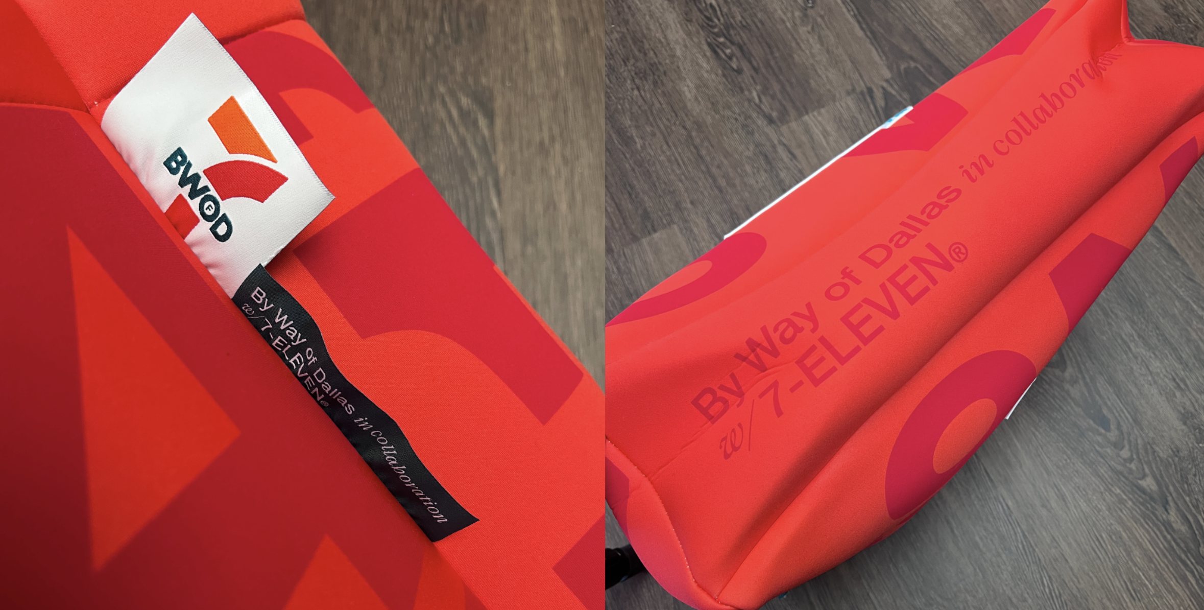 7-Eleven collection CAD and finished product side by side, custom apparel development