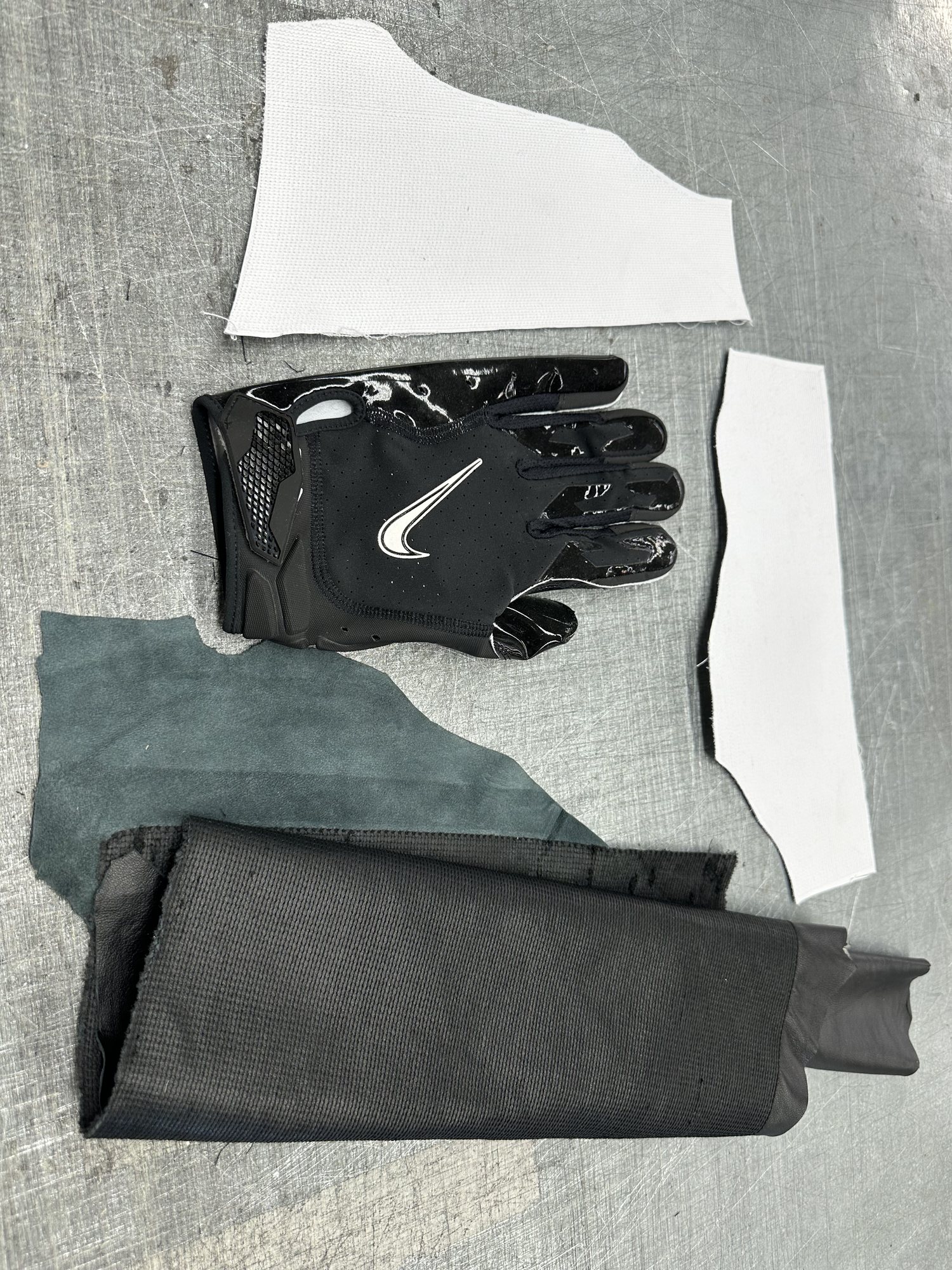 Hand-placed Swarovski crystal receiver gloves, from CAD and pattern to crystal transfer and finished glove