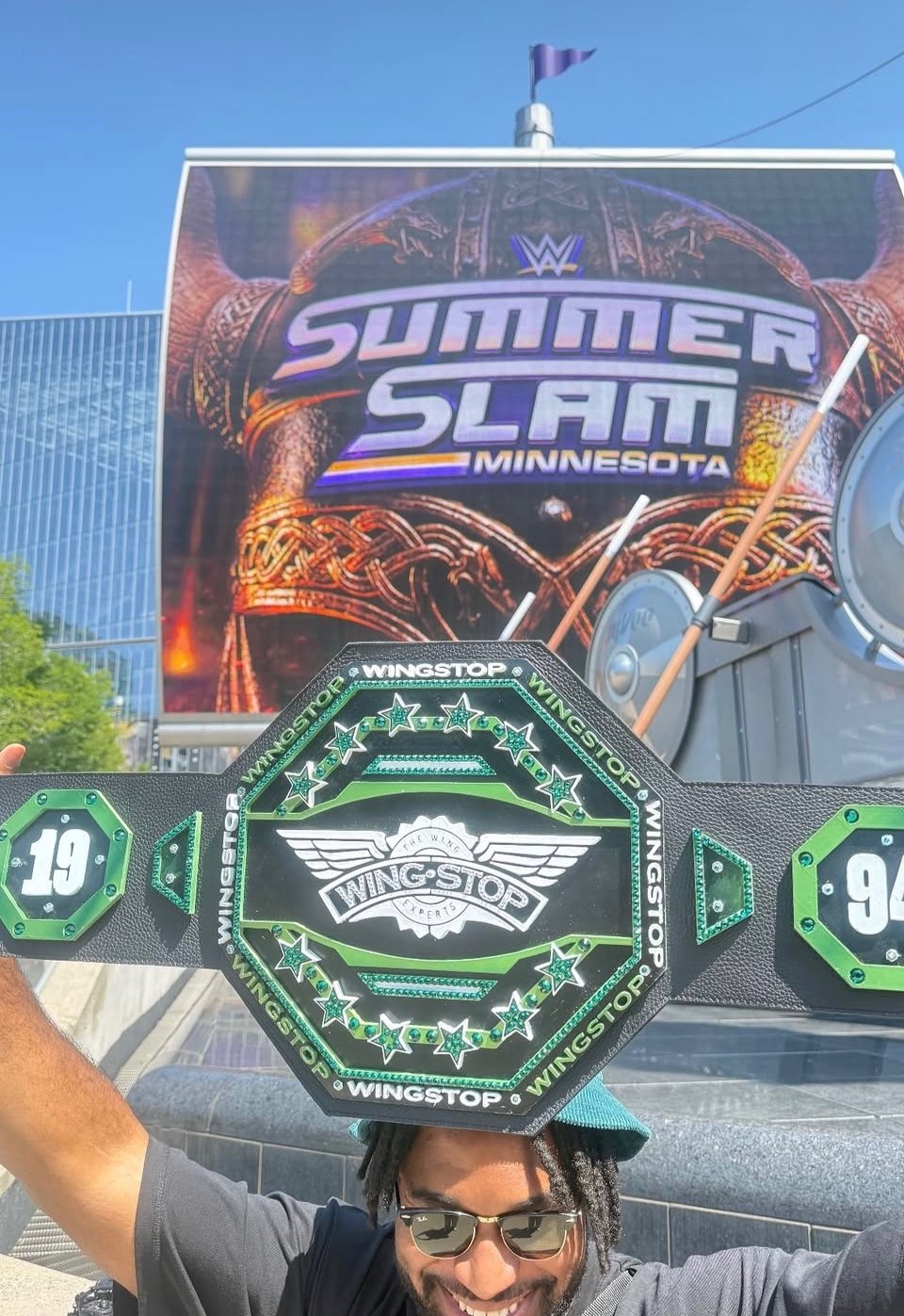Custom Wingstop championship belt in the wild at WWE